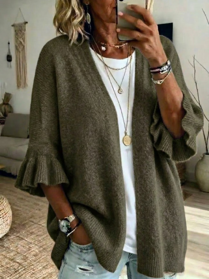 Acelynn - Cardigan con maniche a volant, mano morbida