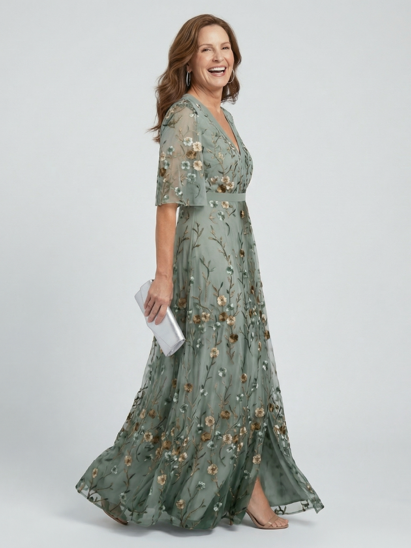 Liorisse - Abito midi leggero con scollo all’americana