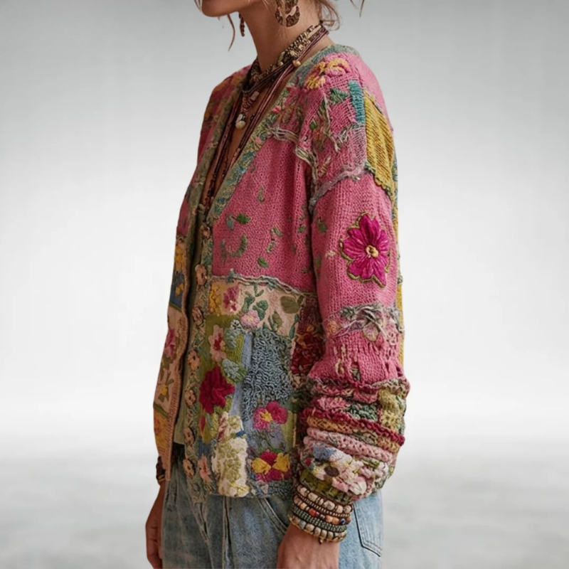 Celestara - Cardigan patchwork morbido al tatto
