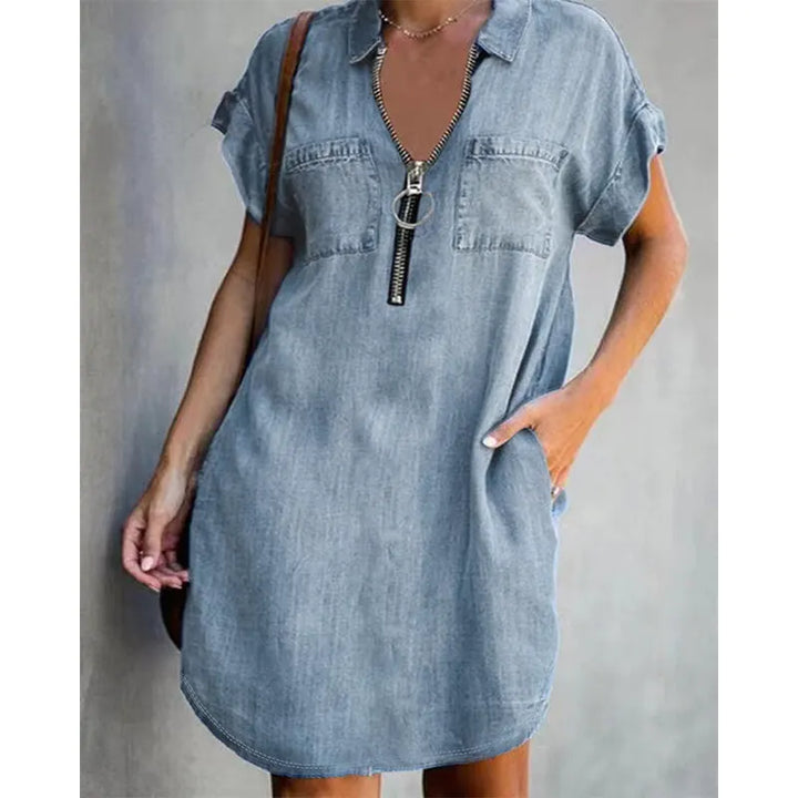Genevalle - Abito casual in chambray con tasche