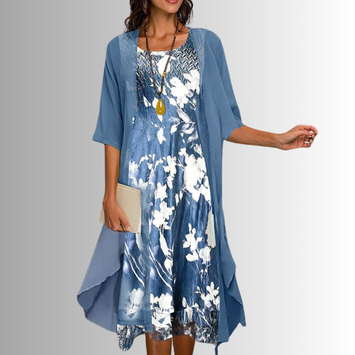 Delavelle - Coordinato con abito midi elegante a strati