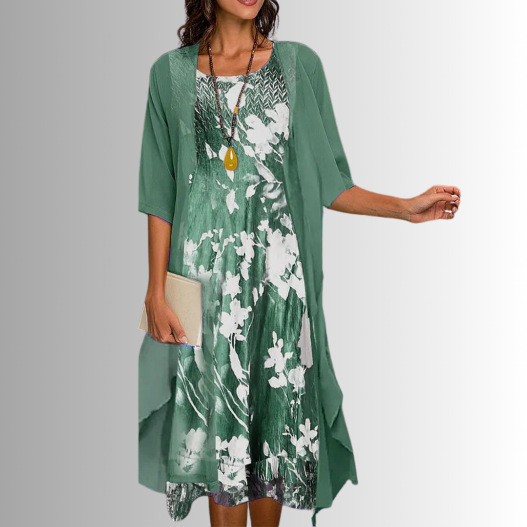 Delavelle - Coordinato con abito midi elegante a strati