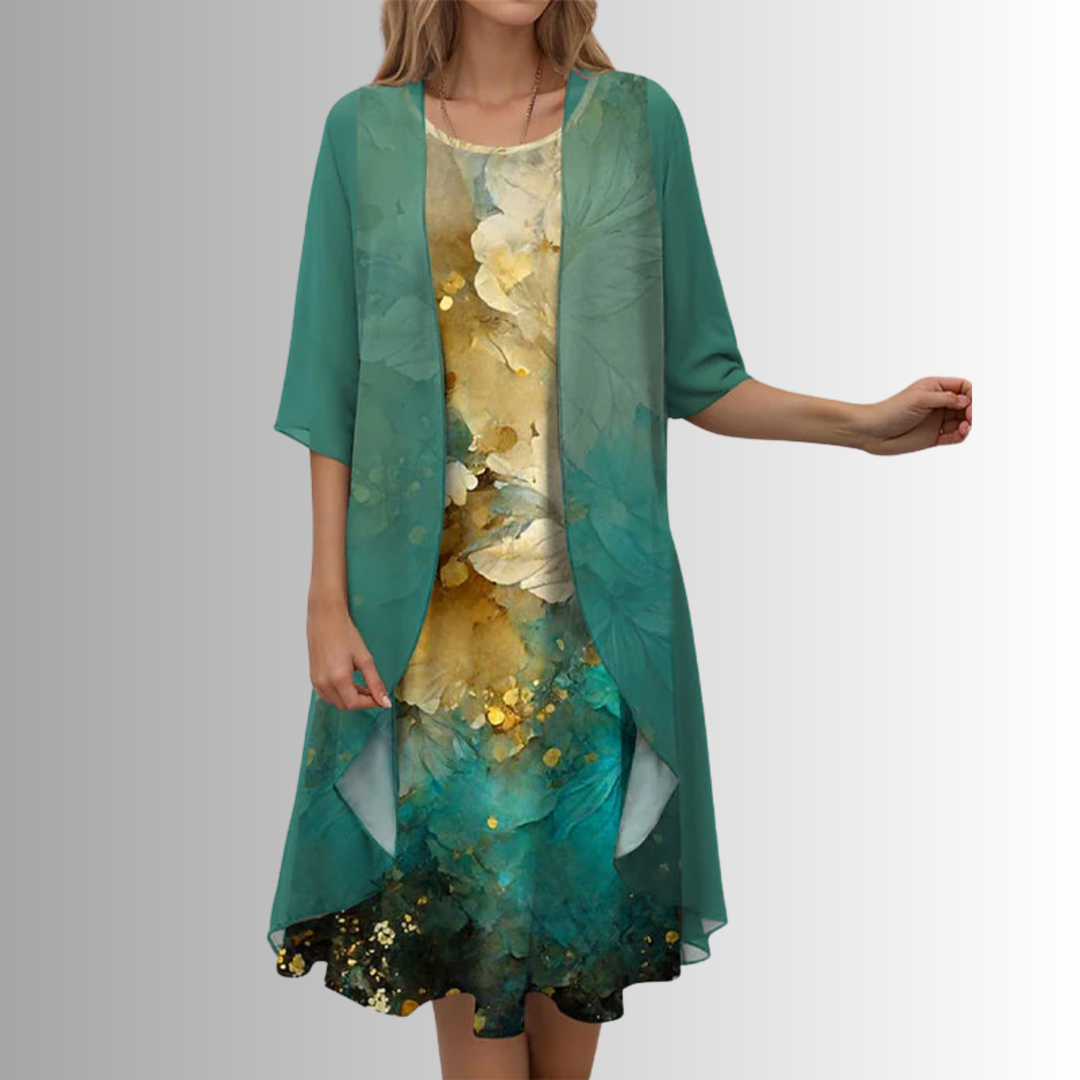 Delavelle - Coordinato con abito midi elegante a strati