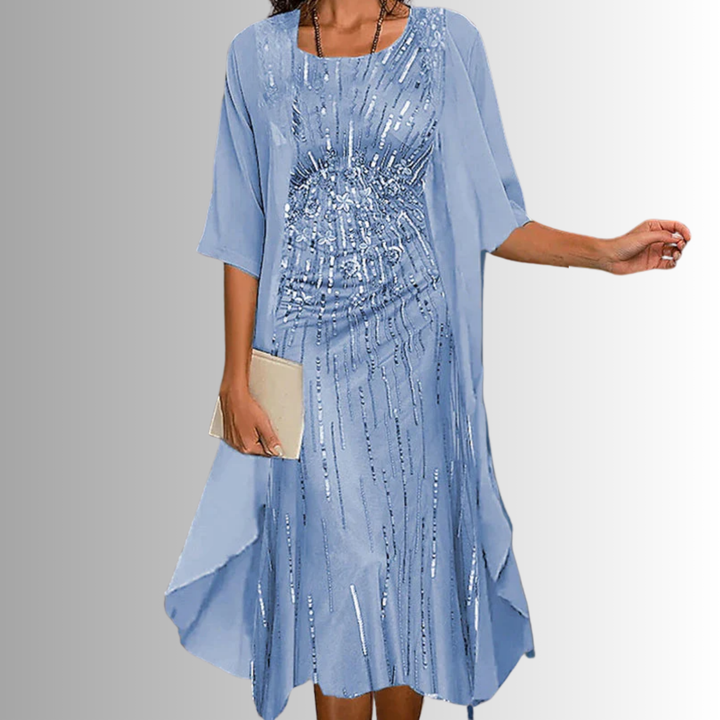 Delavelle - Coordinato con abito midi elegante a strati