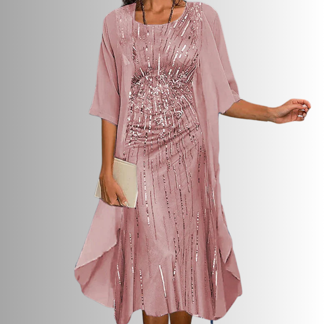 Delavelle - Coordinato con abito midi elegante a strati
