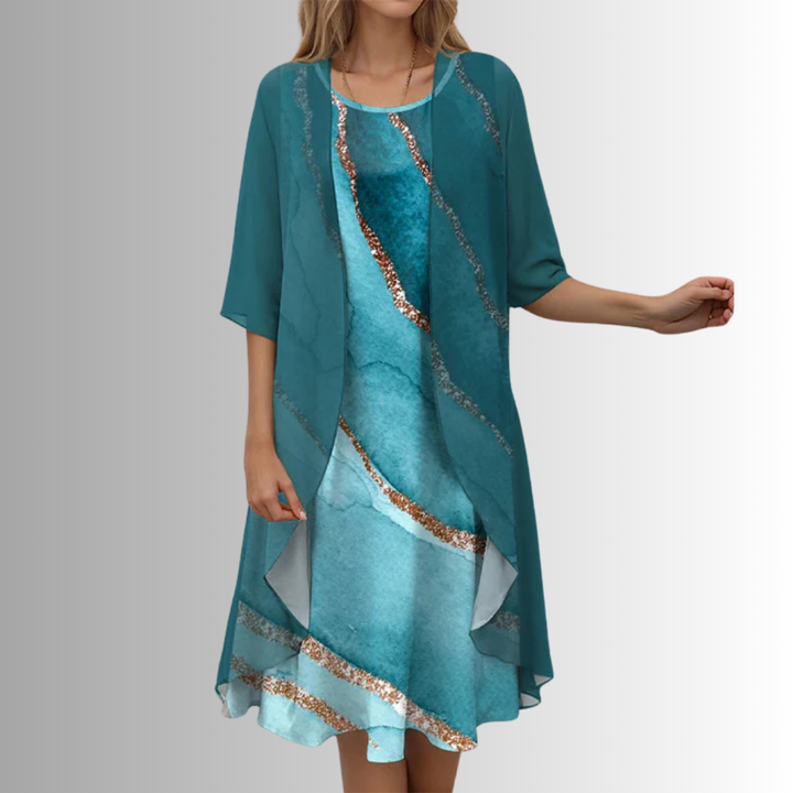 Delavelle - Coordinato con abito midi elegante a strati