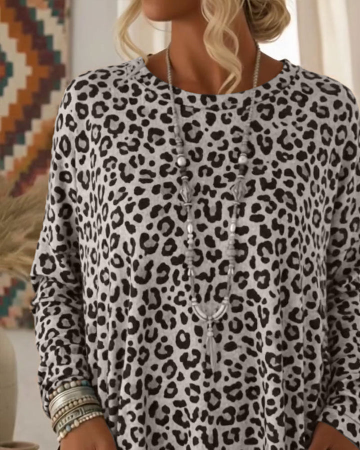 Primelia - Maglia a maniche lunghe leopardata morbida al tatto
