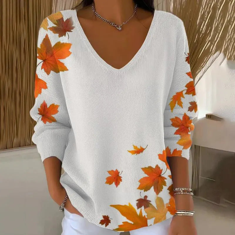 Carivella - Maglione in maglia fit rilassato con foglia d'acero