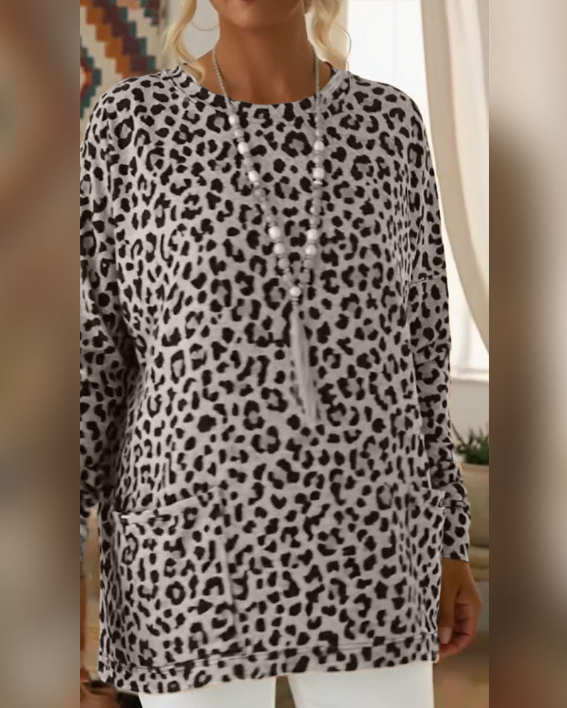 Primelia - Maglia a maniche lunghe leopardata morbida al tatto