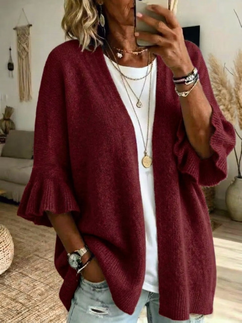 Acelynn - Cardigan con maniche a volant, mano morbida