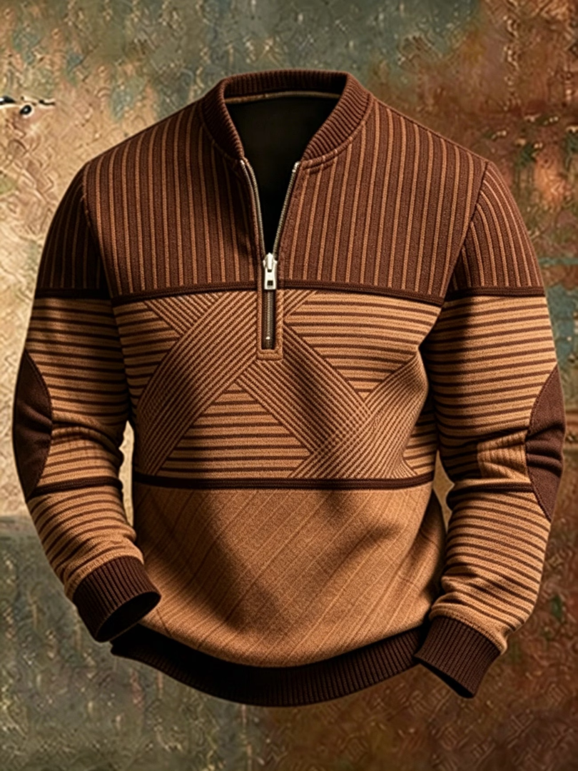 Gaelvick - Pullover 1/4 zip con motivo a contrasto
