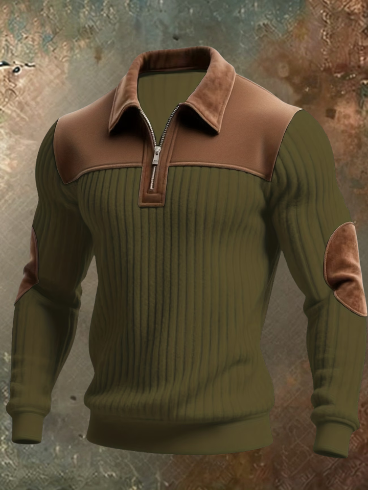 Eldvane - Maglione premium a mezza zip a righe
