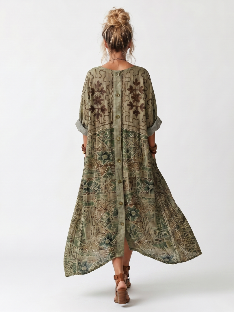 Roselisse - Abito midi leggero con abbottonatura frontale