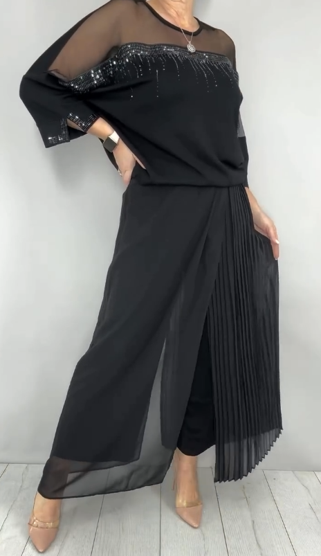Caia - Completo due pezzi impreziosito con pantaloni a pieghe
