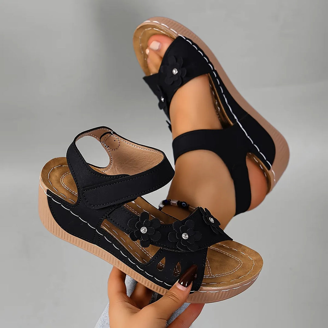 Fiorelia - Sandali con zeppa floreali comodi