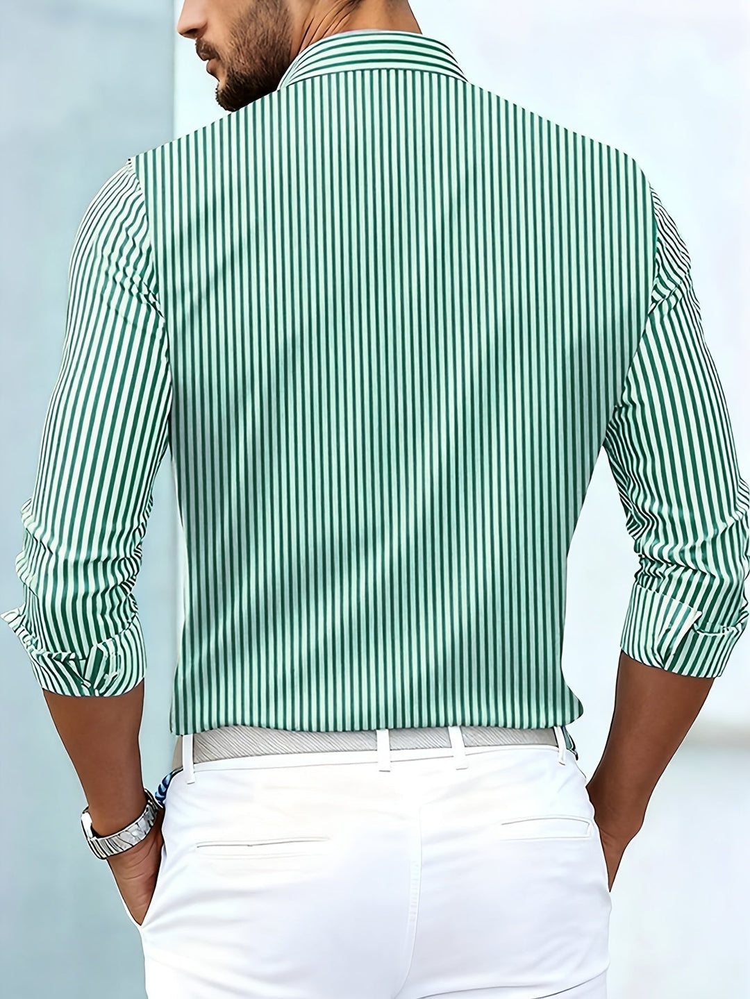 Alverton - Camicia a righe a maniche lunghe con lavaggio vintage