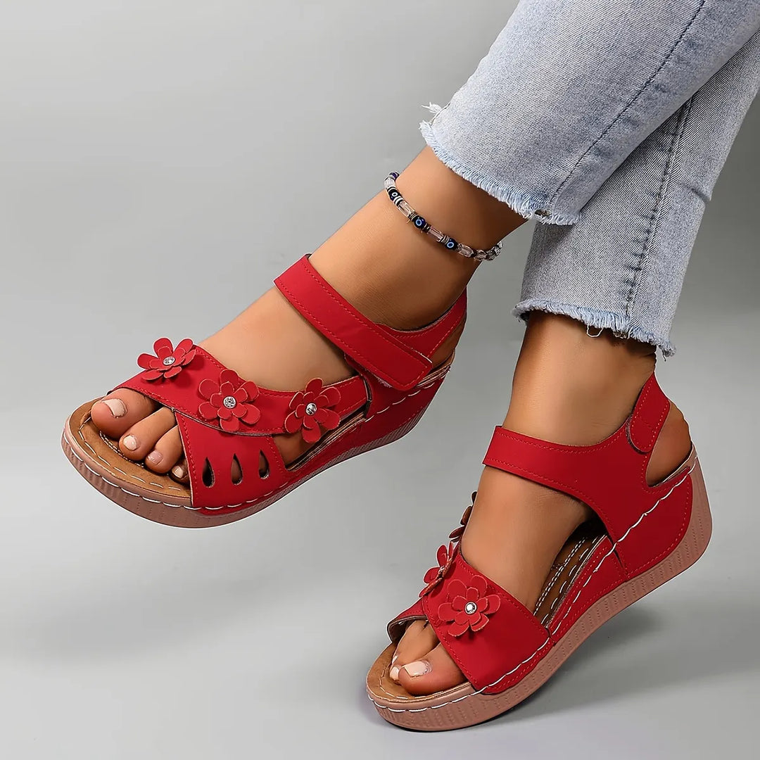 Fiorelia - Sandali con zeppa floreali comodi