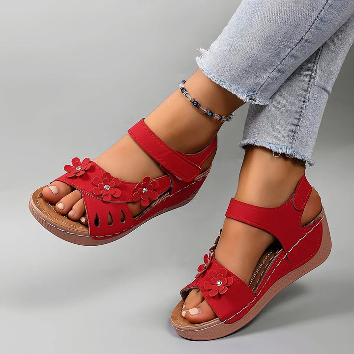 Fiorelia - Sandali con zeppa floreali comodi
