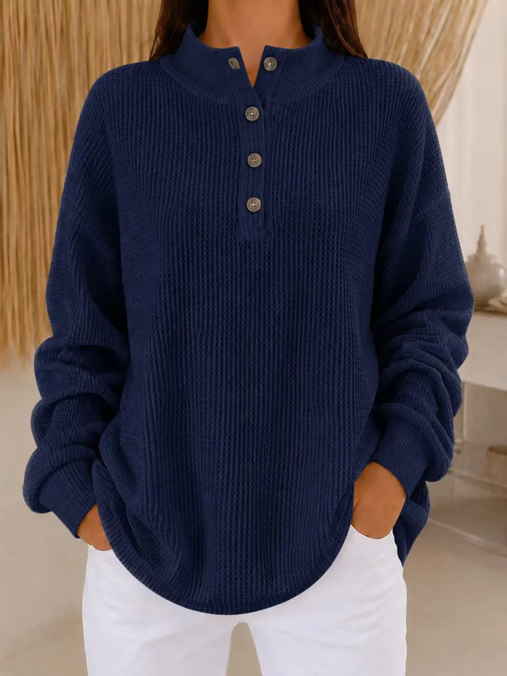 Belliora - Pullover in maglia a rilievo con abbottonatura al collo