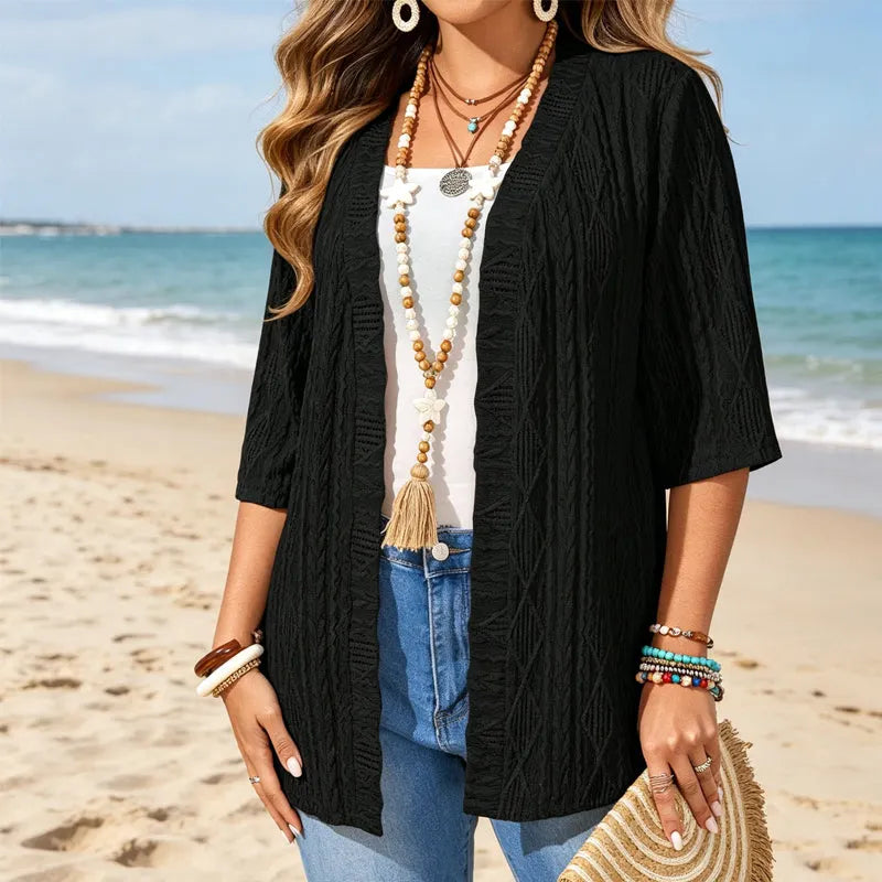Delienne - Cardigan in maglia pointelle dalla mano morbida