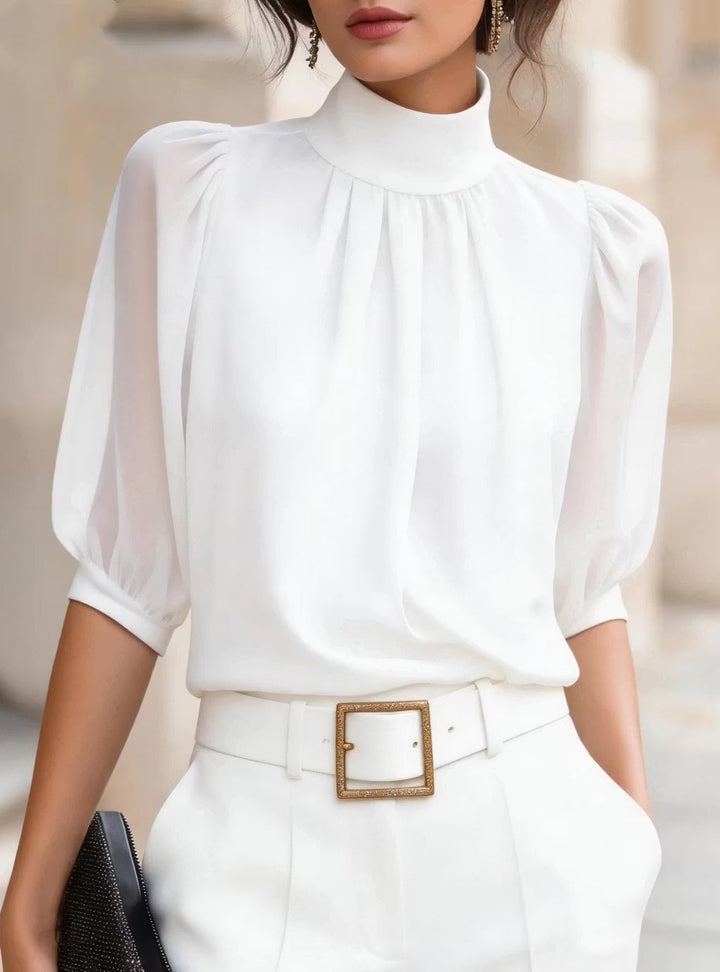 Valessique - Blusa a collo alto plissé