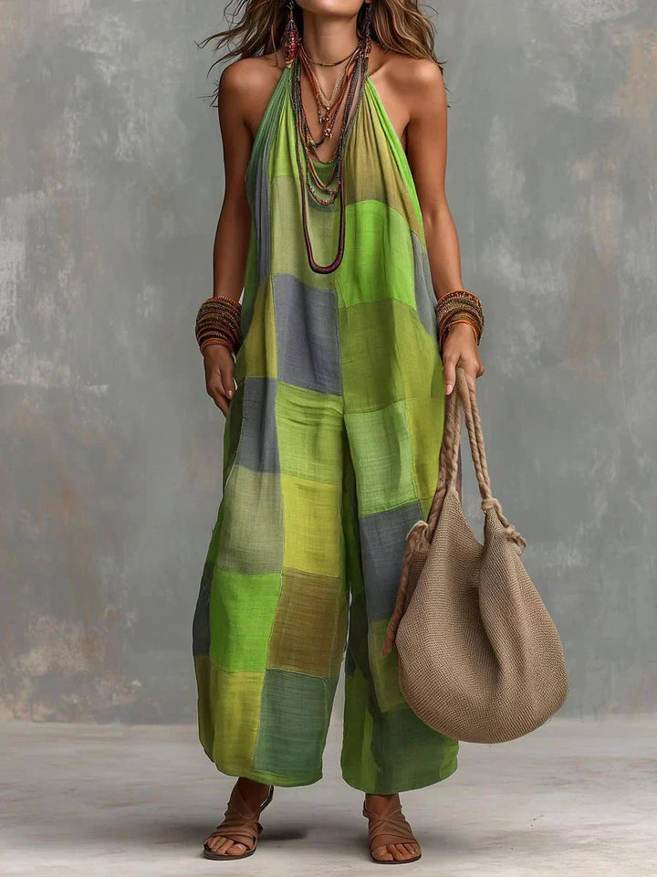 Estelina - Tuta patchwork premium con scollo all'americana