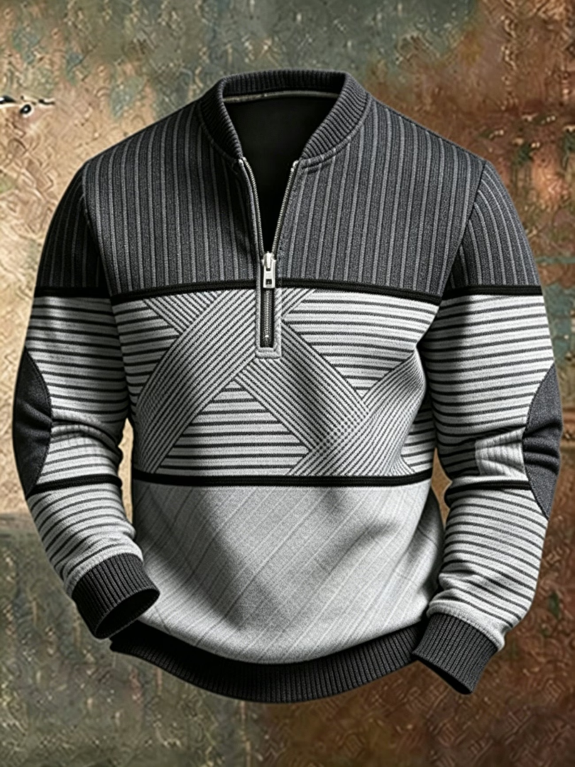 Gaelvick - Pullover 1/4 zip con motivo a contrasto
