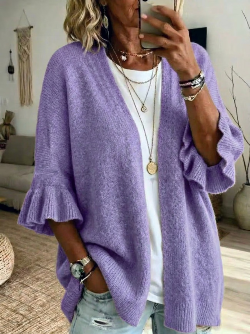 Acelynn - Cardigan con maniche a volant, mano morbida