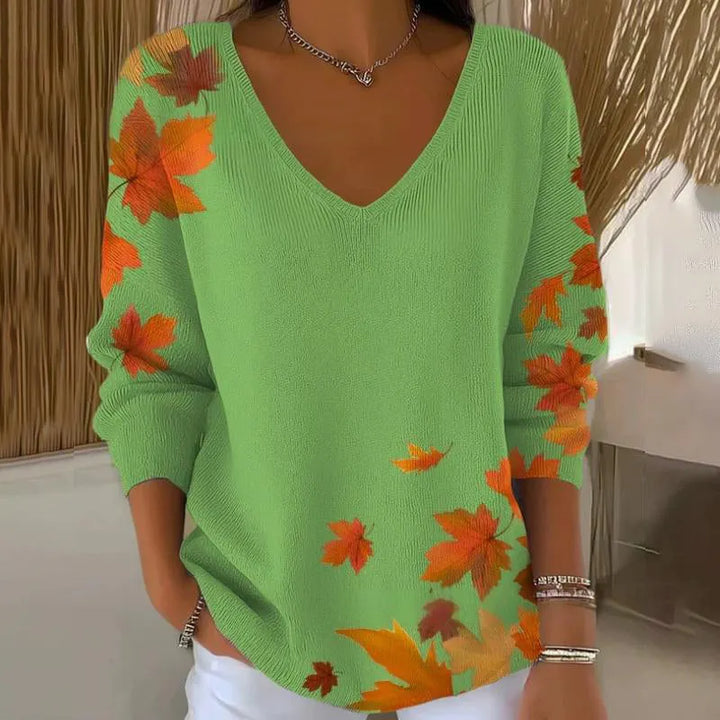 Carivella - Maglione in maglia fit rilassato con foglia d'acero