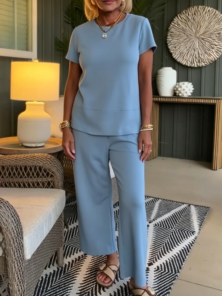 Caelora - Coordinato due pezzi con pantaloni a gamba larga e vestibilità comoda