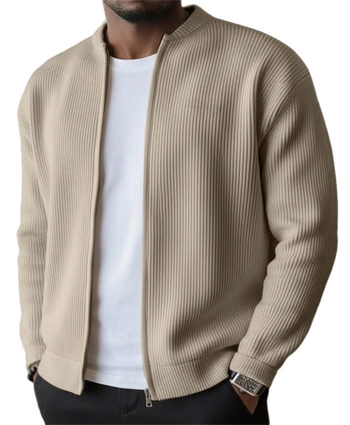 Foster - Cardigan a coste con zip frontale