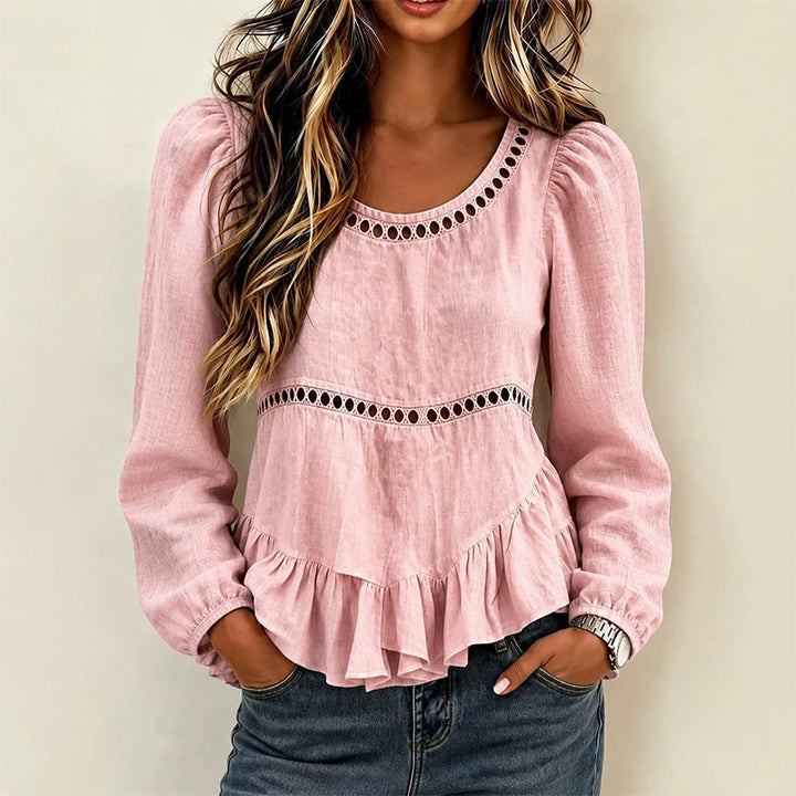 Genevelle - Blusa con volant dal tocco morbido