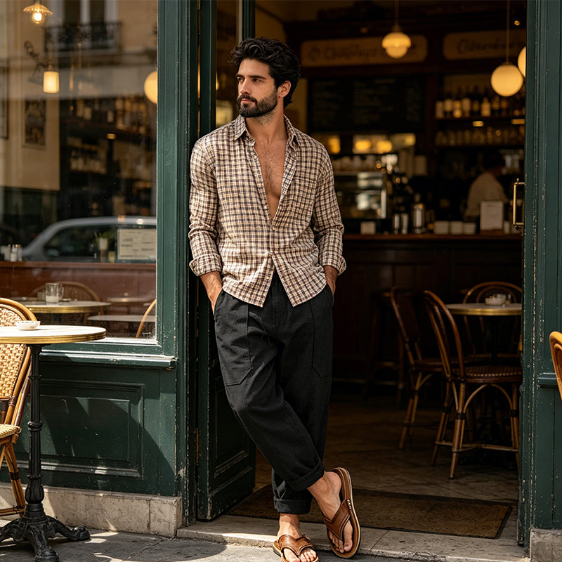Halston - Pantaloni in misto lino dal fit rilassato
