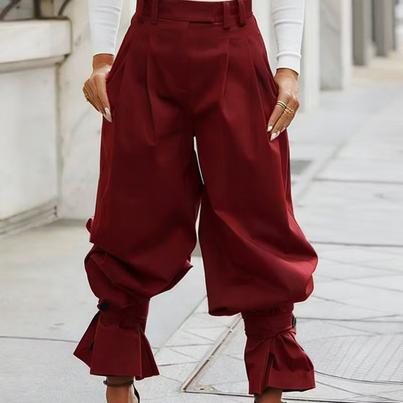 Dianella - Pantaloni a vita alta con ruches