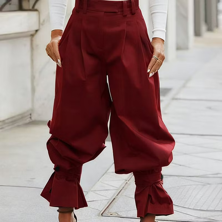 Dianella - Pantaloni a vita alta con ruches