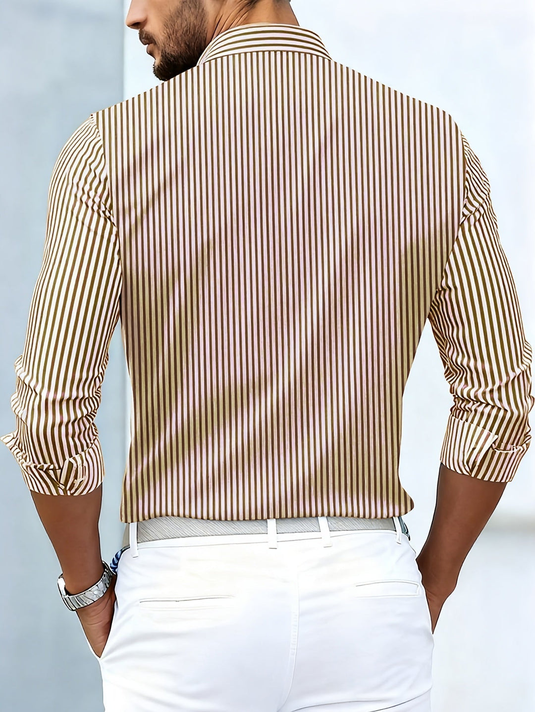 Bexhill - Camicia a righe a maniche lunghe con lavaggio vintage
