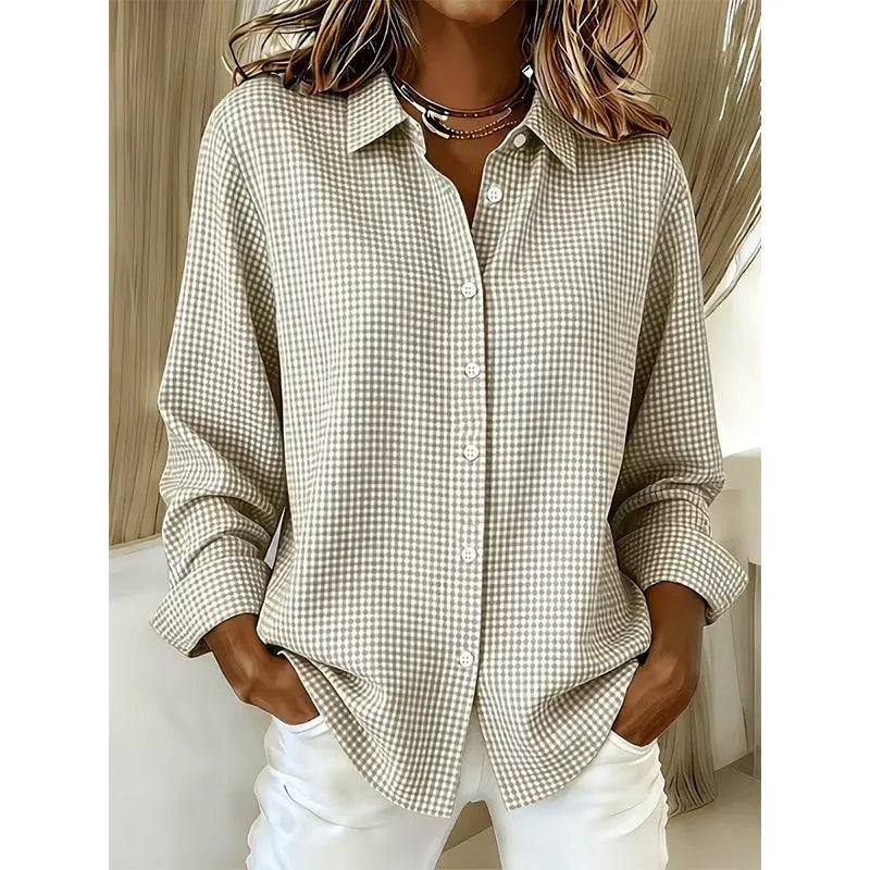 Illyssia - Blusa classica a quadri con bottoni