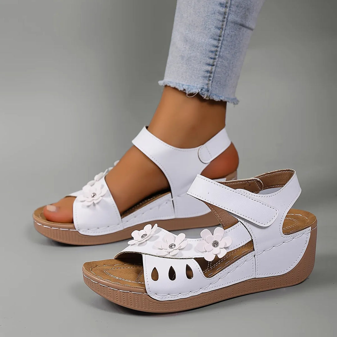 Fiorelia - Sandali con zeppa floreali comodi