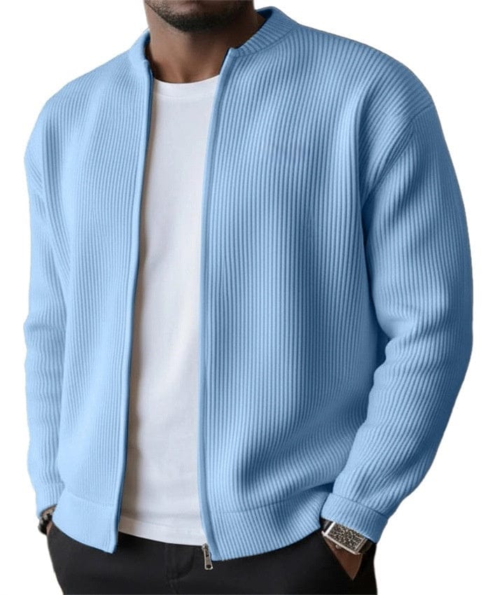 Foster - Cardigan a coste con zip frontale