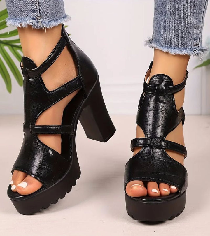 Elestine - Sandali gladiatore con plateau scolpito