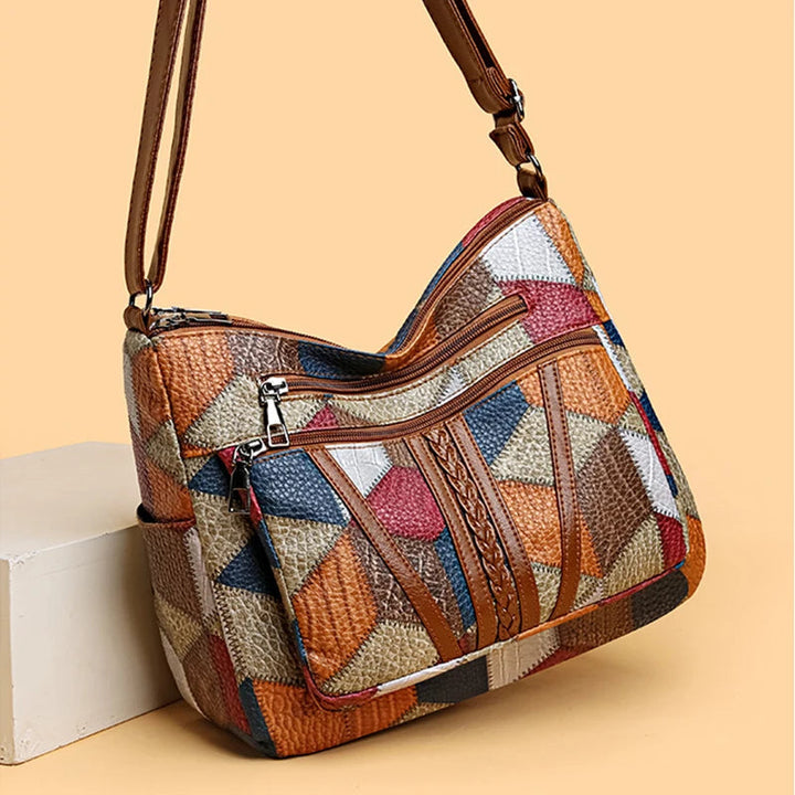 Lauranique - Borsa a tracolla patchwork morbida al tatto