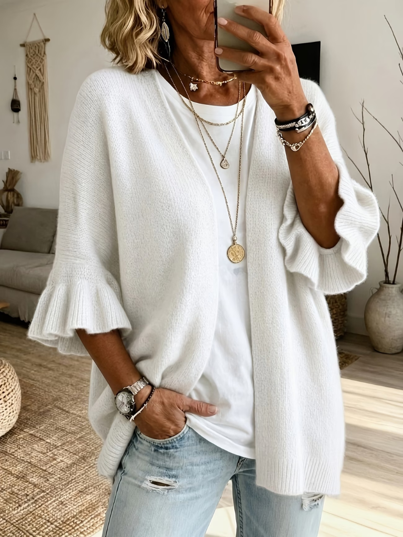 Acelynn - Cardigan con maniche a volant, mano morbida
