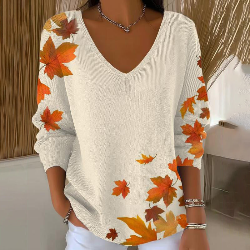 Carivella - Maglione in maglia fit rilassato con foglia d'acero