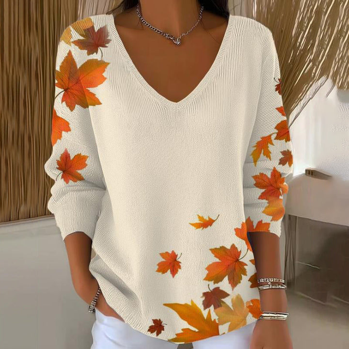 Carivella - Maglione in maglia fit rilassato con foglia d'acero