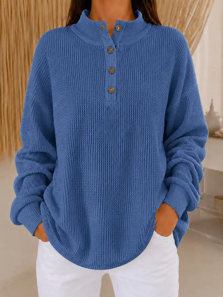 Belliora - Pullover in maglia a rilievo con abbottonatura al collo