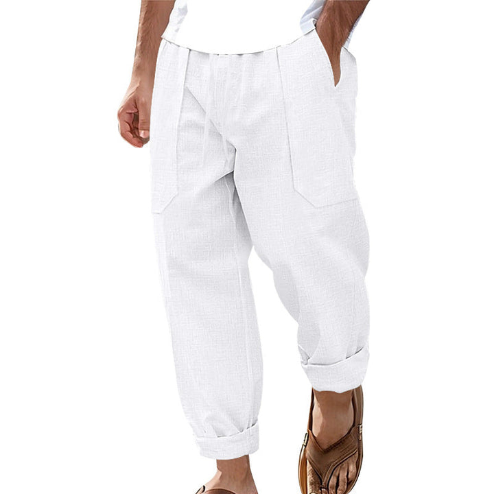 Halston - Pantaloni in misto lino dal fit rilassato