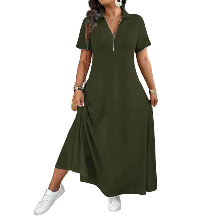 Primelle - Abito lungo soft touch con zip al collo