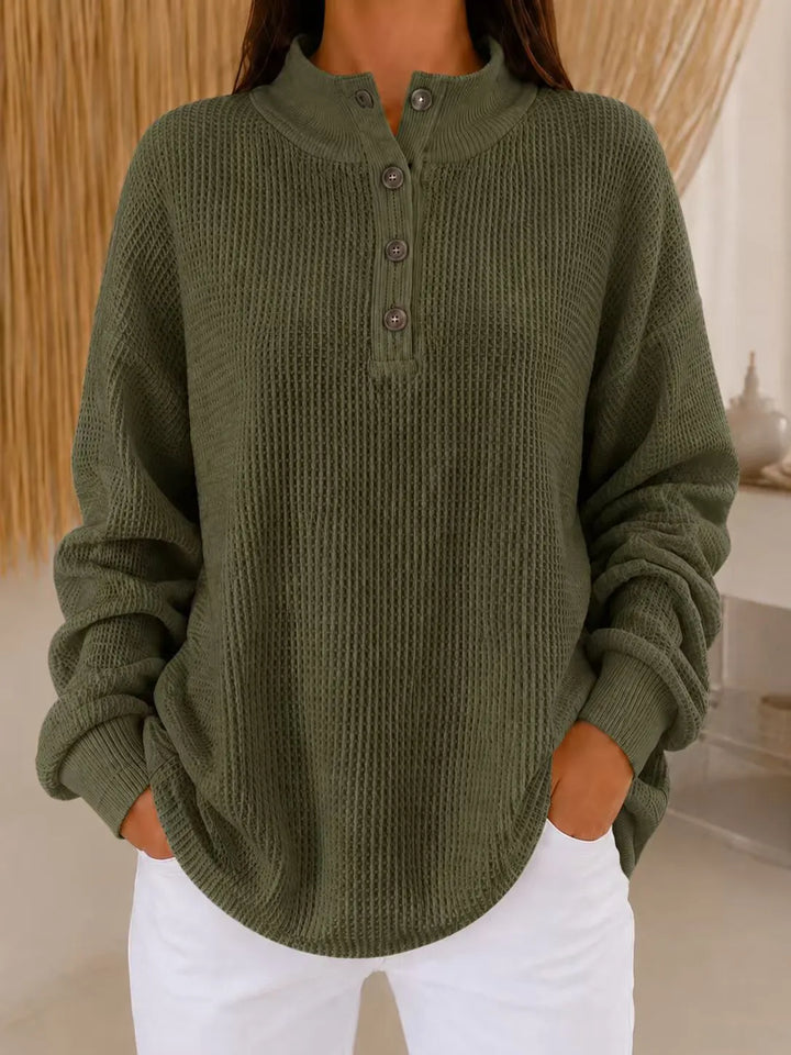 Belliora - Pullover in maglia a rilievo con abbottonatura al collo