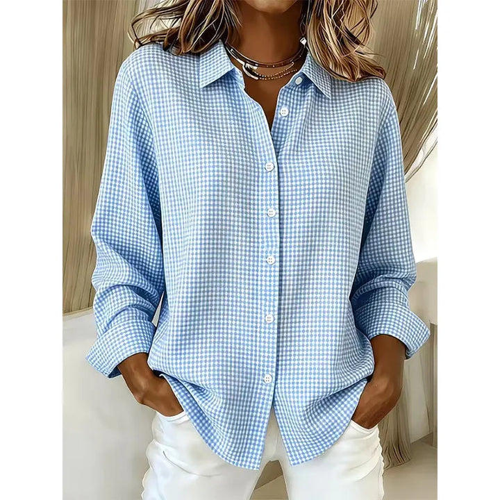 Illyssia - Blusa classica a quadri con bottoni
