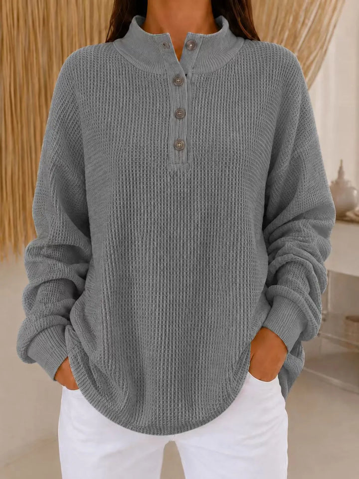 Belliora - Pullover in maglia a rilievo con abbottonatura al collo